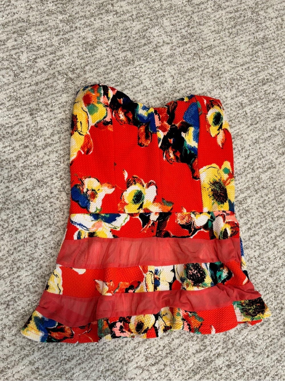 Strapless Shirt with Sheer Ruffle Panels